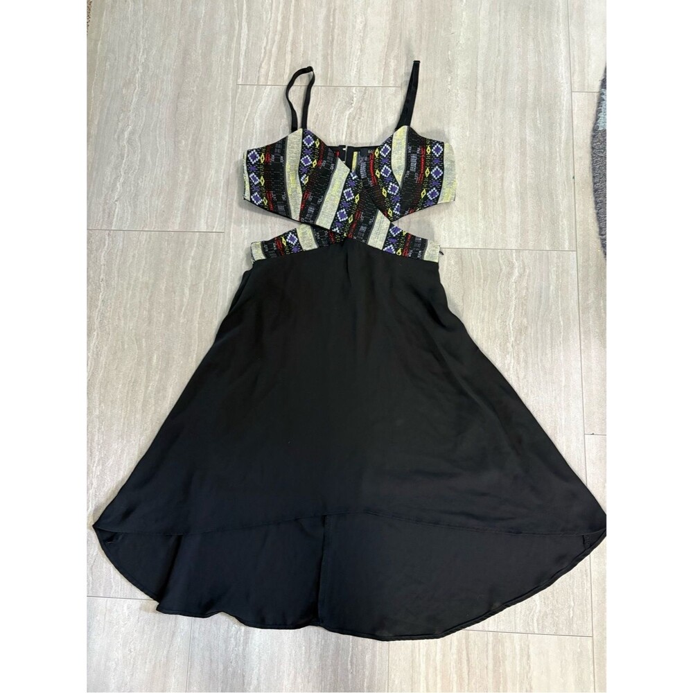 Solemio Boho Cut-Out Dress Tribal Print Small
